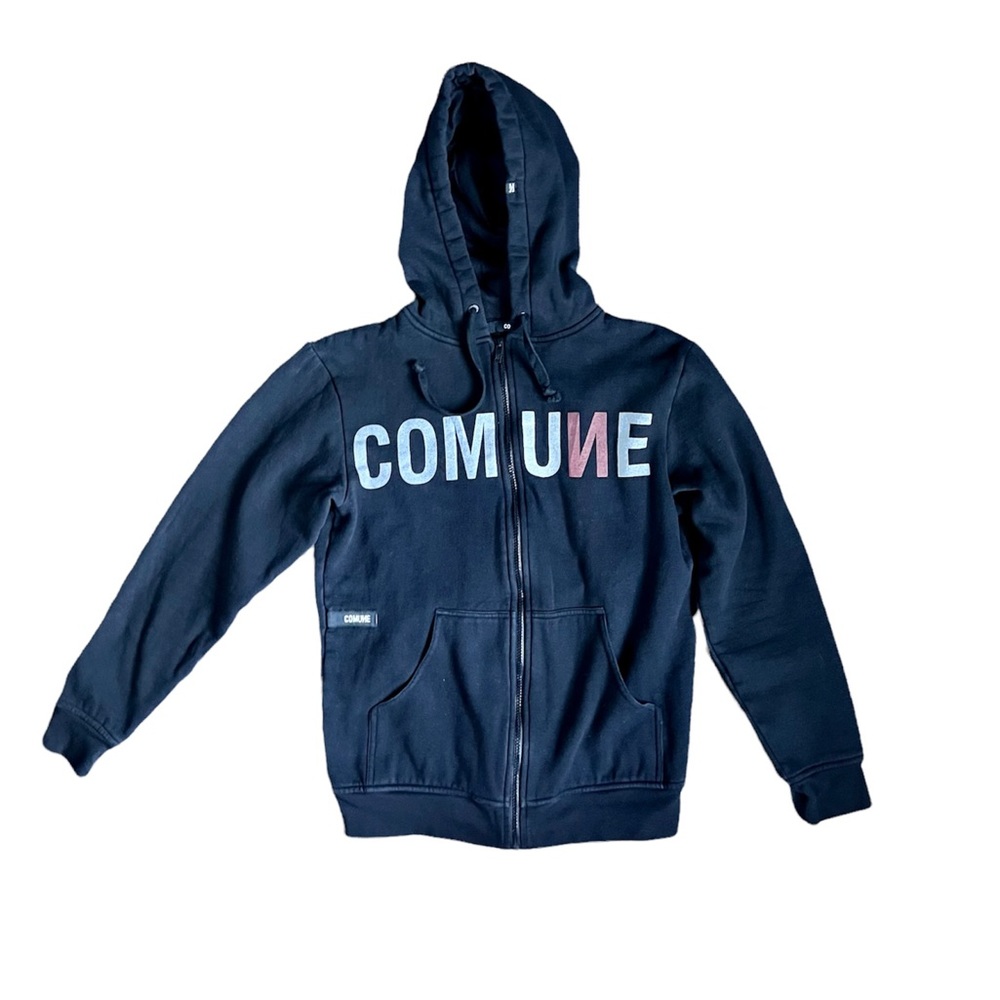 Comune Hooded Full Zip Casual Urban Warm Cotton Long Sleeve Sweatshirt Jacket S